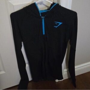 Gymshark Black Long Sleeve Tee with Blue Accents